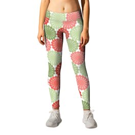Christmas Holiday Flowers Red and Green Abstract Pattern Leggings | Greenandred, Christmas, Red, Christmas2020, Floral, Holidays2020, 19Monkeys, Redandgreen, Holiday, Simple 