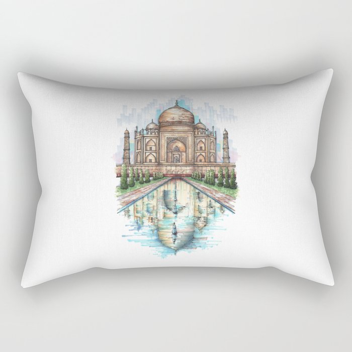 Taj Mahal architecture sketch Rectangular Pillow