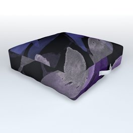 Night in the Garden - periwinkle, gray, blue, purple, watercolor plants, leaves, digital painting Outdoor Floor Cushion