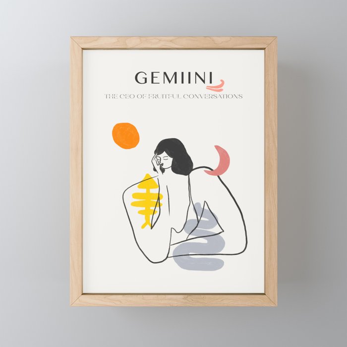Gemini Zodiac Sign Gemini Art Framed Mini Art Print
