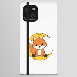 Moon Fox Cute Animals For Kids For The Night iPhone Wallet Case