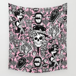 Pink Halloween Wall Tapestry