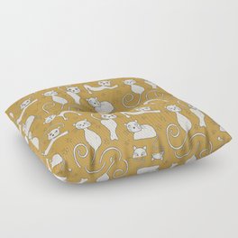 Mustard yellow and off-white cat pattern Floor Pillow