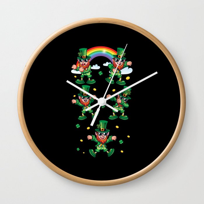 Dabbing Leprechaun Shamrock Saint Patrick's Day Wall Clock