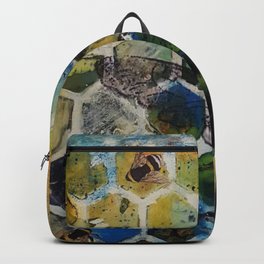 Bee Kind to One Another Backpack | Acrylic, Collage, Painting, Hexagon, Hive, Illustration, Bees, Bee, Mixedmedia, Ink 