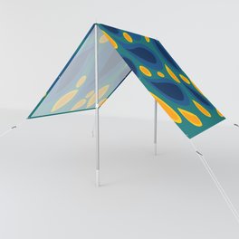 Abstract blue and yellow leaves pattern minimal Sun Shade