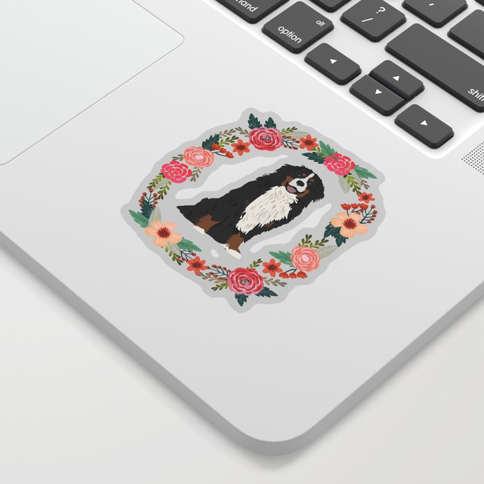 bernese mountain dog floral wreath dog gifts pet portraits Sticker