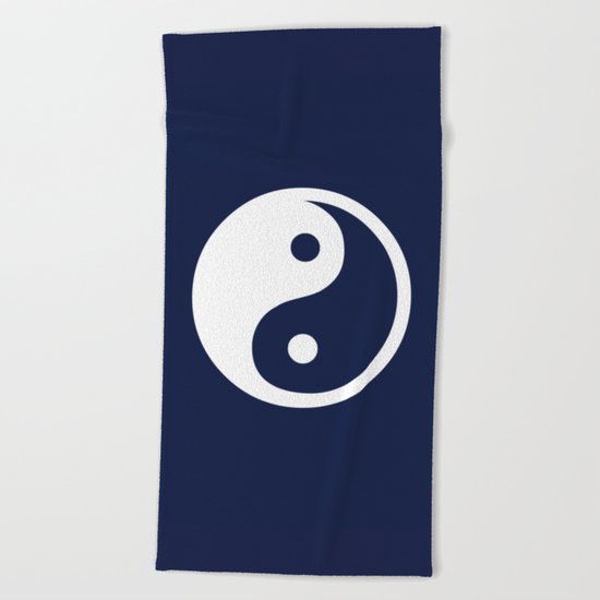 Indigo Navy Blue Yin Yang Beach Towel