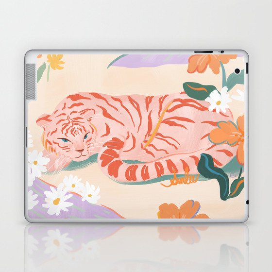 Pink Tiger in Wild Garden  Laptop & iPad Skin