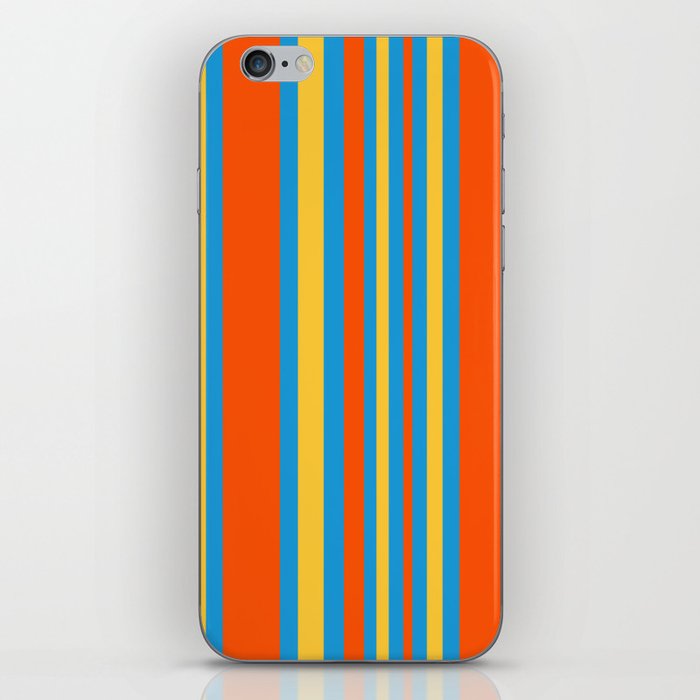 Retro Modern Vertical Stripe Pattern Orange Blue Yellow iPhone Skin