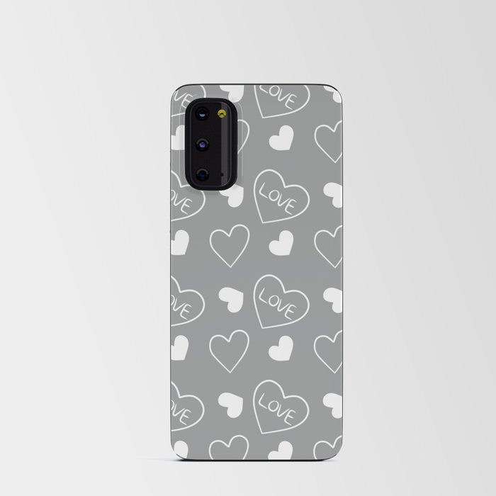 Valentines Day White Hand Drawn Hearts Android Card Case