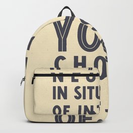 If you are neutral in situations of injustice, Desmond Tutu quote, civil rights, peace, freedom Backpack