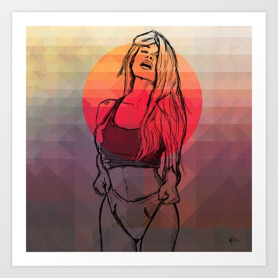 Geometric Sexy Girl Sketch Art Print