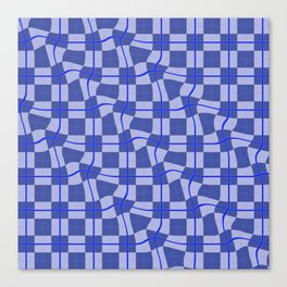 Warped Checkerboard Grid Illustration Vibrant Green Canvas Print