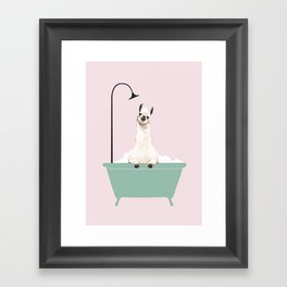 Llama Enjoying Bubble Bath Framed Art Print