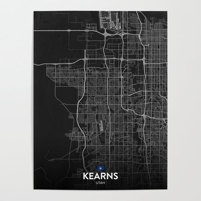 Kearns, Utah, United States - Dark City Map Poster