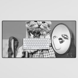 Vintage Cat Black And White Cats Wearing Dress Desk Mat