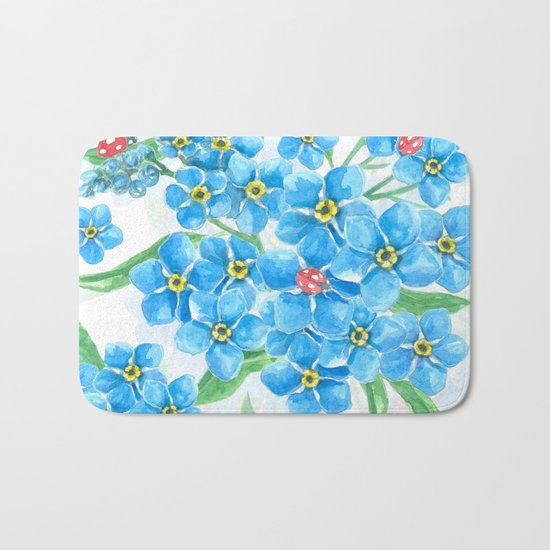 Forget me not seamless floral pattern Bath Mat