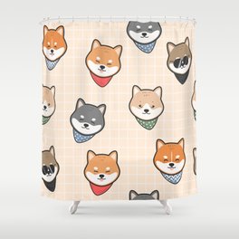 Cute Japanese Dog - Shiba Inu Pattern Shower Curtain