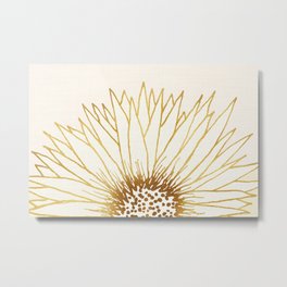 Gold Sunflower Floral Illustration Metal Print