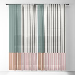 Color Block Line Abstract V Sheer Curtain | Line, Geometric, Stripes, Mid Century Modern, Mid Century, Bohemian, Colorful, Boho, Nature, Midcentury 