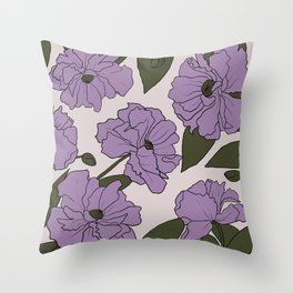 Purple poppies Throw Pillow