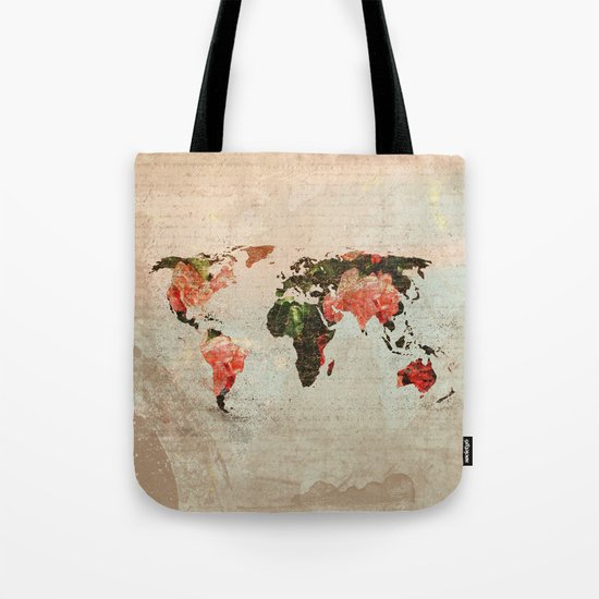 Vintage World Map Tote Bag