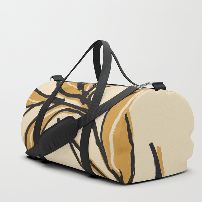 Golden Leaves Line Art Duffle Bag