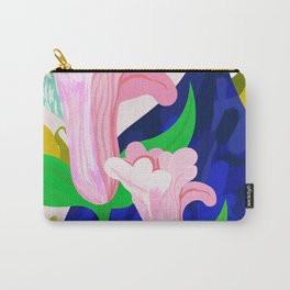 Blue Leaf | Abstract Botanical Floral Painting | Eclectic Pop of Color Nature | Jungle Plants Carry-All Pouch
