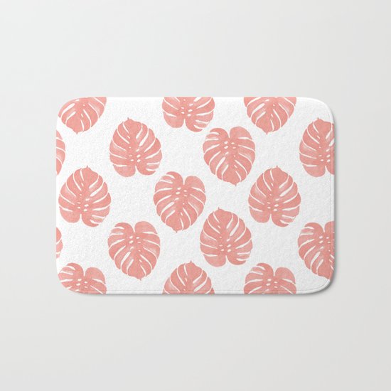 Monstera house plant minimal watercolor painting trendy gifts for anyone leaves tropical beach Bath Mat