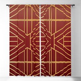 Ruby & Gold Art Deco Pattern Blackout Curtain