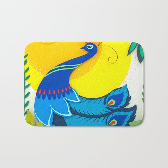 Peacock Paper Art Bath Mat