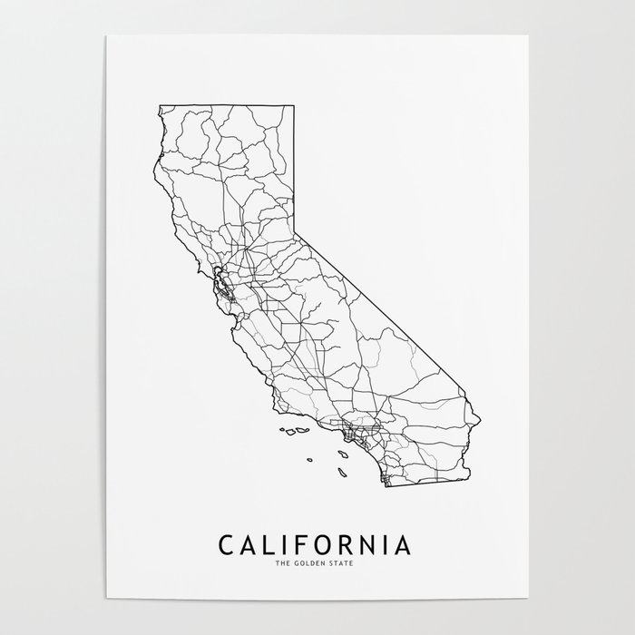 California White Map Poster