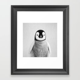 Baby Penguin - Black & White Framed Art Print