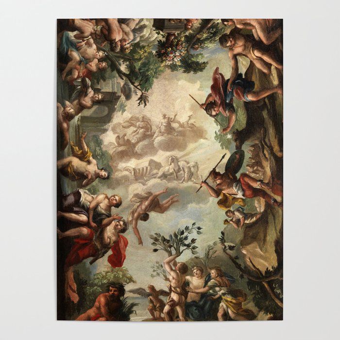 Greek Gods Painting Apollo & Daphne Ceiling Mural Zeus Poster