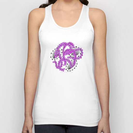 Zentangle Spring Fuchia Flower Illustration Unisex Tank Top