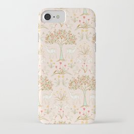 Woodland flora and fauna, Spring time Wonderland Delight with deers, bunnies, robin birds, tulips, dandelions, snow early crocus and Bloom blossom galore in pastel pink, mint, gold, cream, red, orange iPhone Case