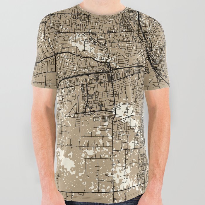Santa Rosa, USA - Retro City Map Painting All Over Graphic Tee
