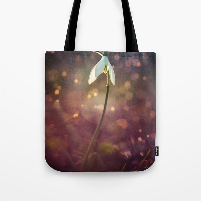 Snowdrops in the afternoon rain Tote Bag