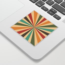 Sunburst of Rust, Gold, Olive, Teal, Brown, Cream Sticker