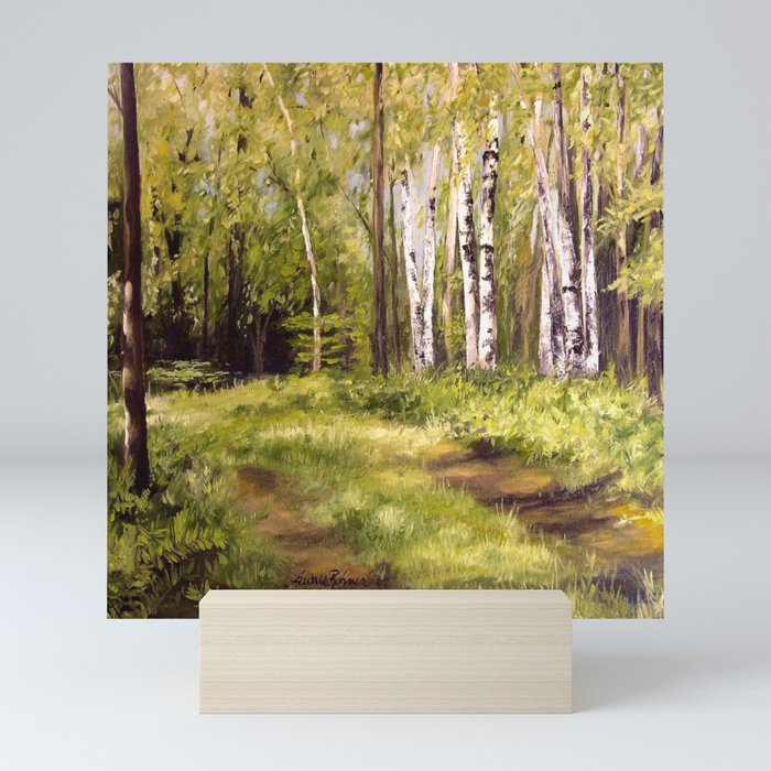 Birch Trees Nature Landscape Oil Painting Mini Art Print By