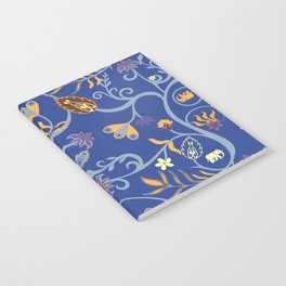 Jacobean Blue With Elephants Notebook