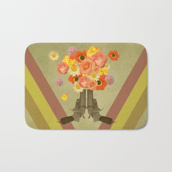 In my world, flowers come out of guns Bath Mat