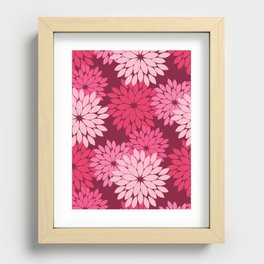 Modern Floral Kimono Print, Fuchsia Pink and Burgundy Recessed Framed Print
