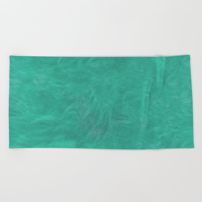 modern abstract dark turquoise or quetzal green plush texture Beach Towel