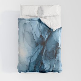 Deep Blue Flowing Water Abstract Painting Duvet Cover