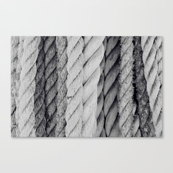 Ropes Black and White Nautical Canvas Print