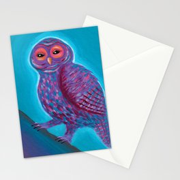 Purple Fantasy Owl Stationery Cards