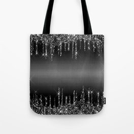 BLACK OMBRE CHRISTMAS GLITTER PATTERN - WITH GLITTER DRIPS  Tote Bag