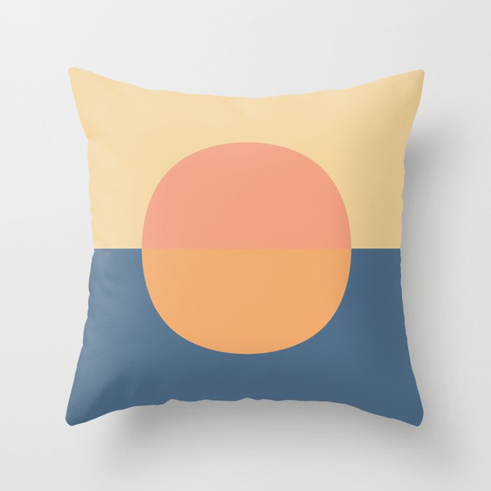 Pastel Minimal Colorblock Circle  Throw Pillow